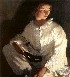 Картина Серебряковой: Автопортрет в костюме Пьеро